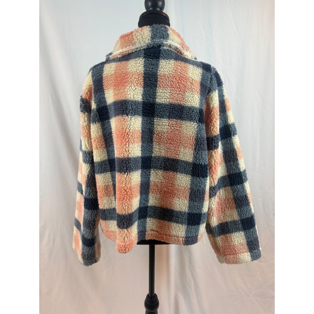 Disney Mickey Mouse Plaid Sherpa Fleece Teddy Jacket Pink Navy XL - Picture 8 of 8